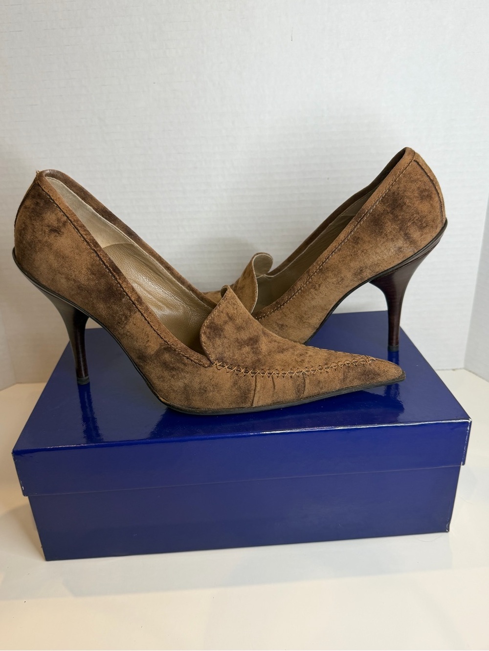 Versani Brown Suede Pointed-Toe Stiletto Pumps